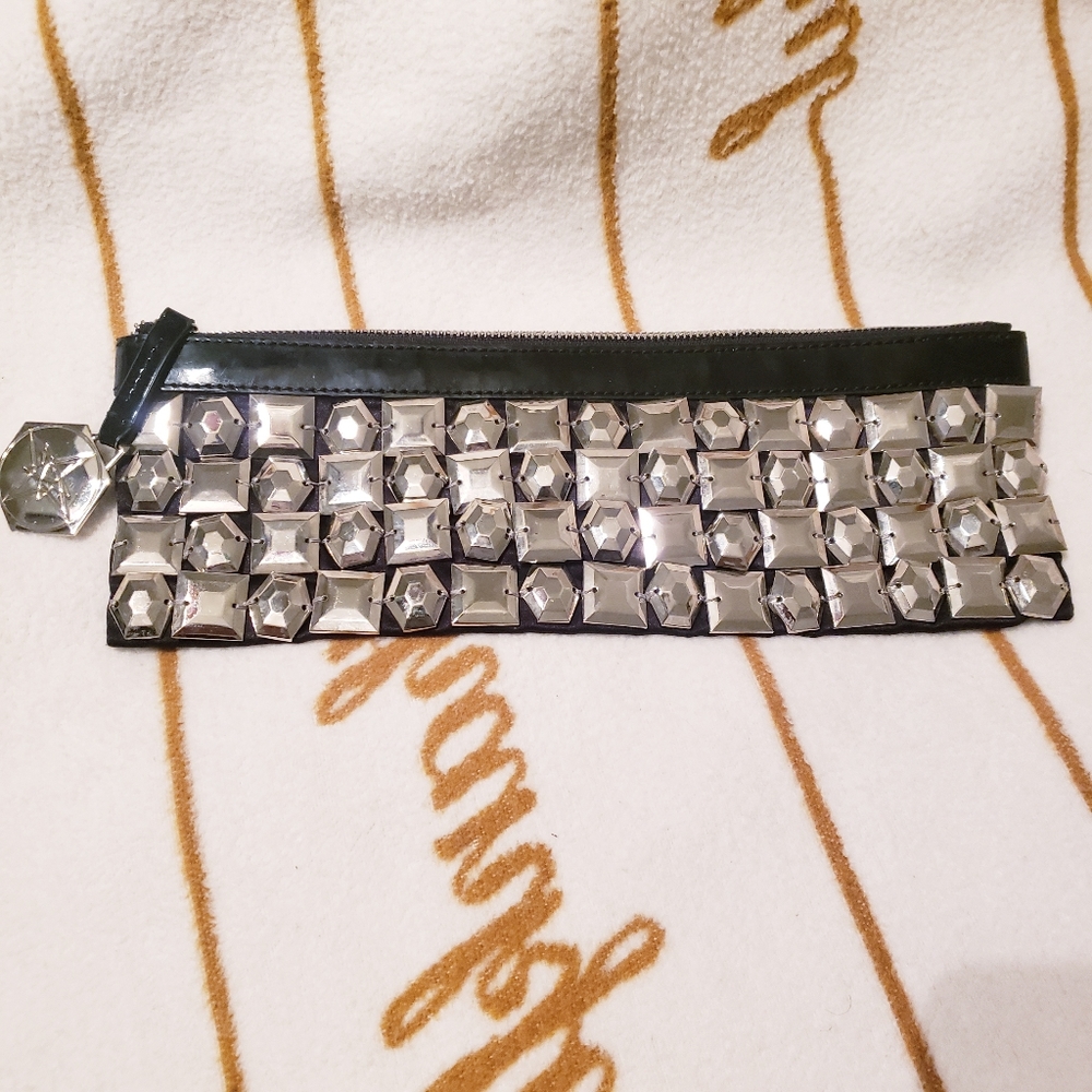 Paula Abdul Black Studded Clutch With Dust Bag.